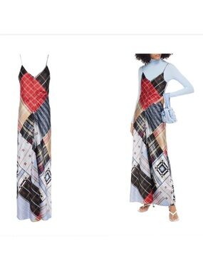 ISO ISO Ganni Patchwork Plaid Slip Maxi Dress